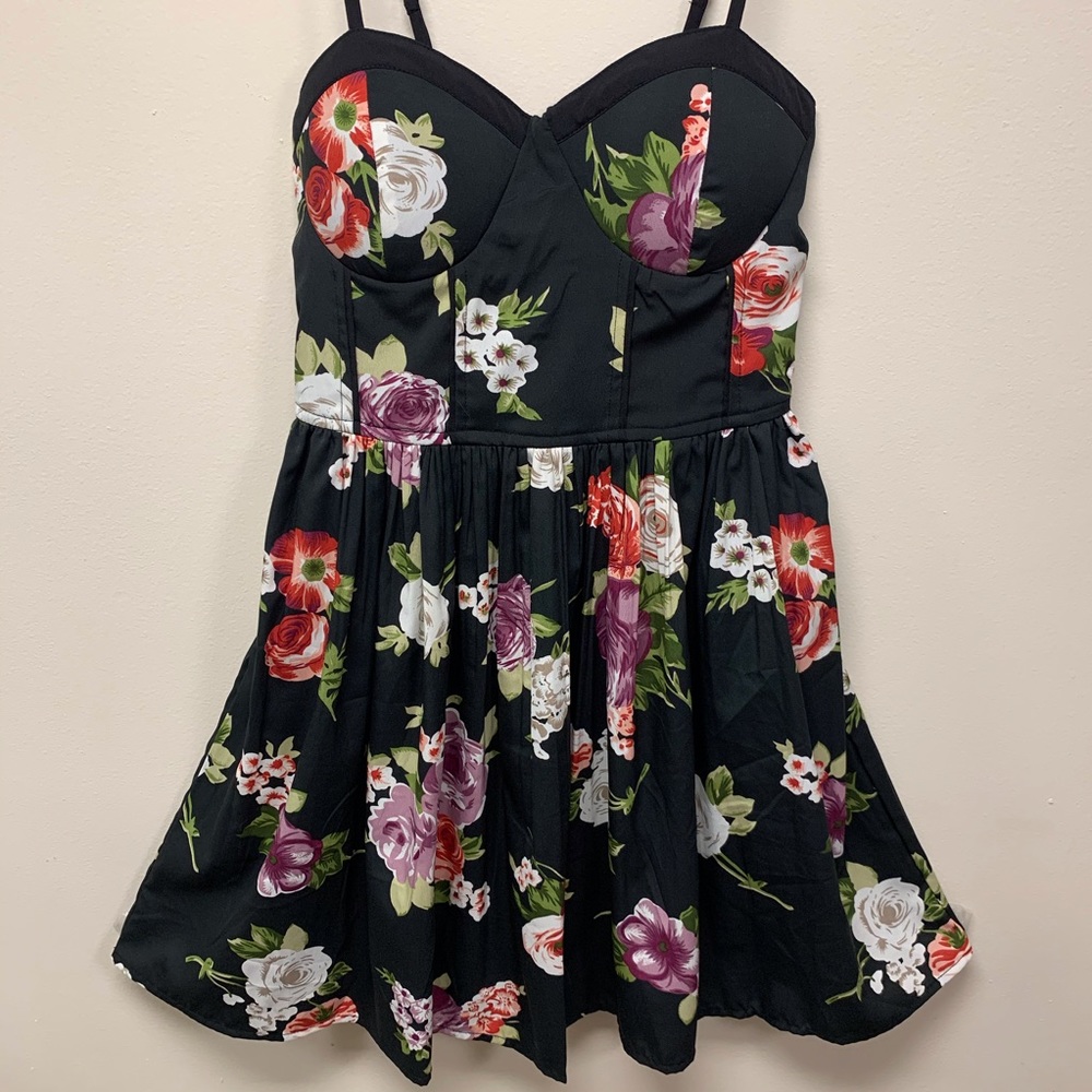 Band Of Gypsies Black Floral Fit & Flare Sundress
